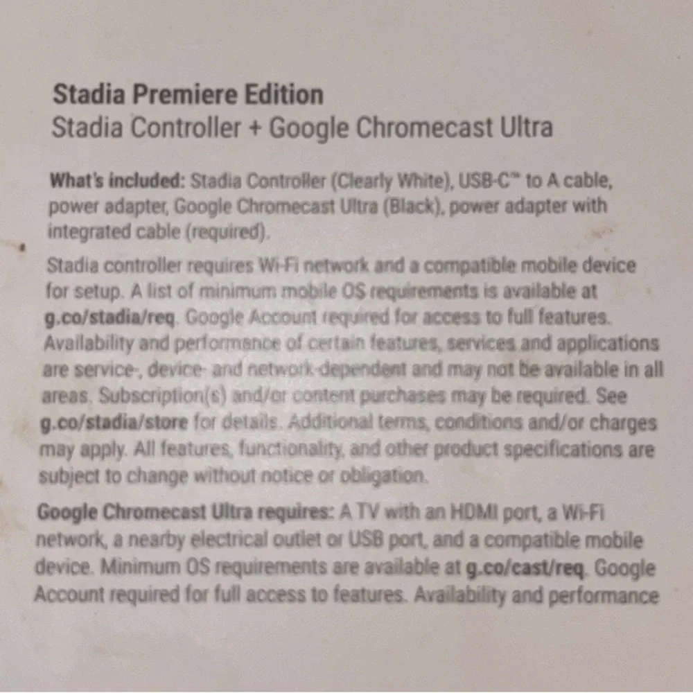 Google Stadia Premiere Edition Controller Chromecast Ultra Bundle | White